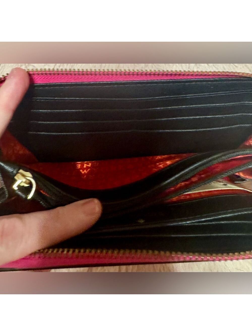 kate spade Striped Pink, Red & Orange Zip Wallet - Picture 5 of 9